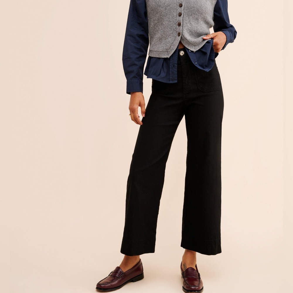 NWT Anthropologie The Colette Cropped Wide-Leg Jeans by Maeve | Black | Size 26P